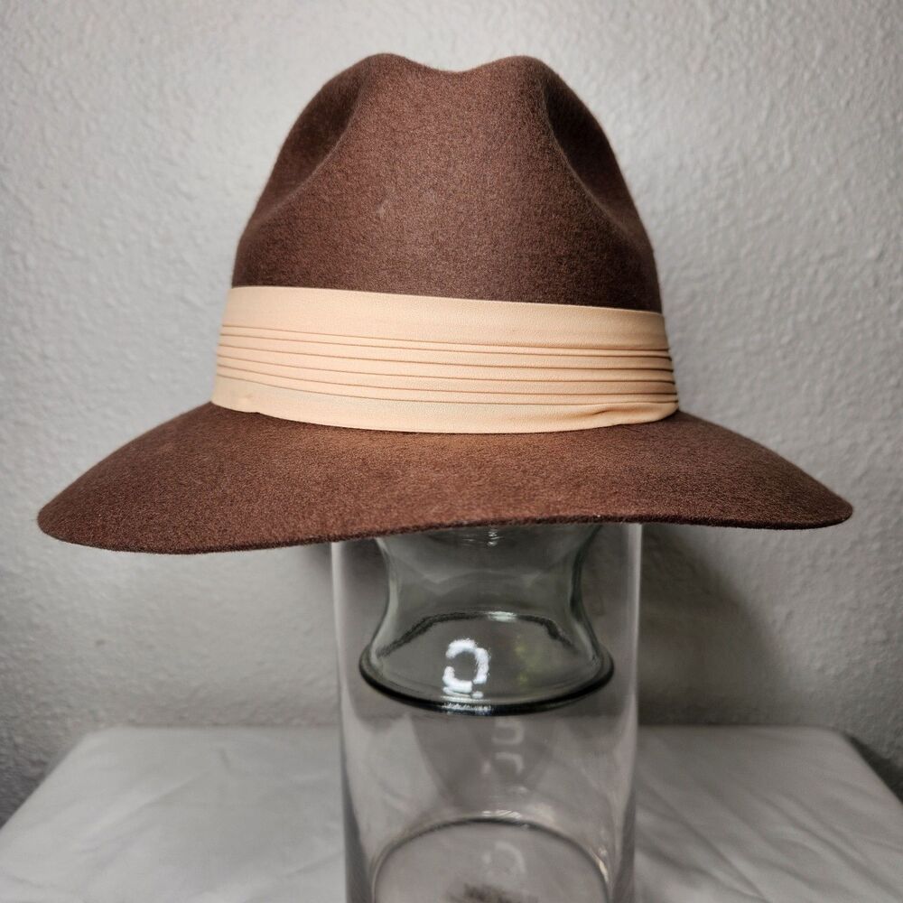The Field Company Fedora Safari Style Men/Women Hat Brown With Cream Band Small